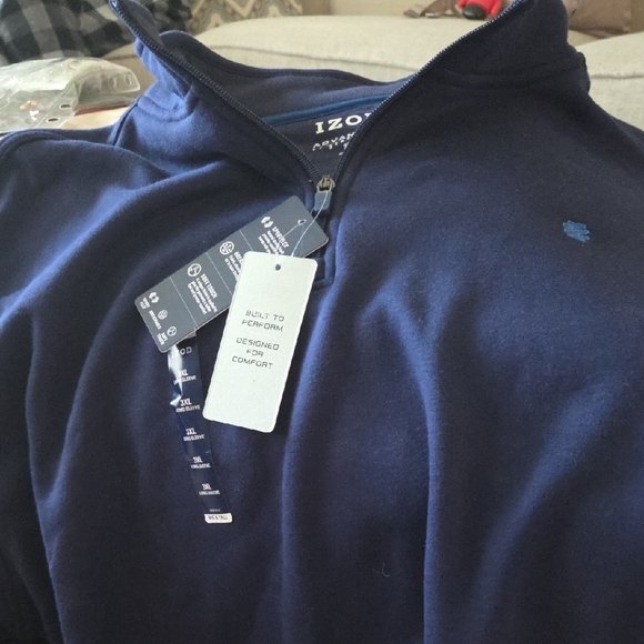 Izod Men's Deep Blue Zip-Up Sweater - Picture 4 of 4